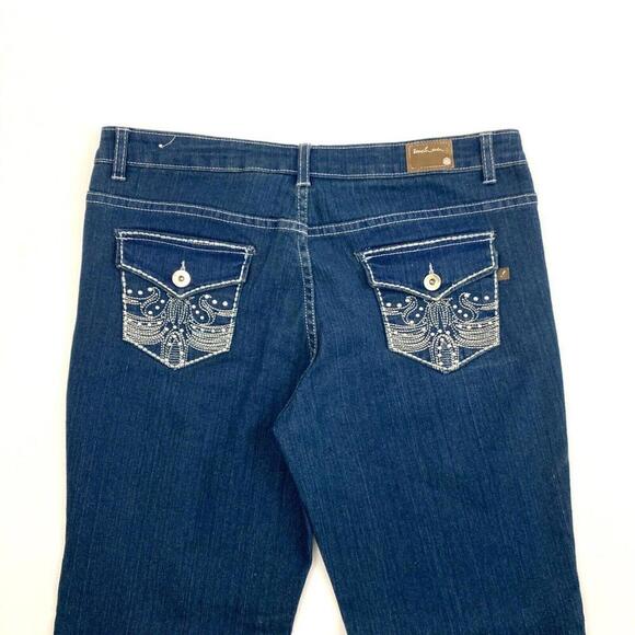 Touch Me Back Flap Pockets Skinny Women's size 16 Dark Wash Blue Denim jeans - Picture 2 of 3